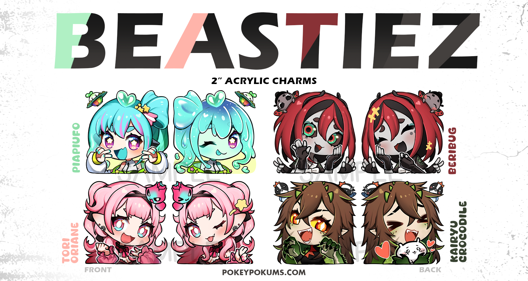 BEASTIEZ - 2" Acrylic Charm (PiaPiUFO, BeriBug, Tori Orane, Kairyu Crocodile)