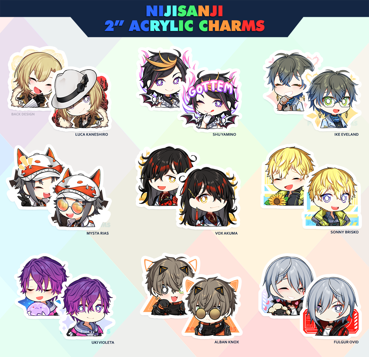 【 NIJISANJI EN KEYCHAINS 】 - 2" Acrylic Charms